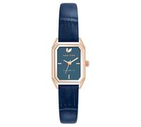Anne Klein Women's Sustainable Leather Strap Watch, AK/5148 Navy Blue/Rose Gold