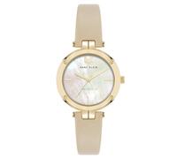 Anne Klein Women's Sustainable Leather Strap Watch, AK/5150 Beige/Gold