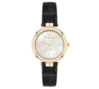 Anne Klein Women's Sustainable Leather Strap Watch, AK/5150 Black/Gold