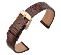 ANNEFIT Uhrenarmband 10mm Leder für Damen, Eidechsen-Prägung Ersatzarmband mit Edelstahl Roségold Schnalle (Braun)