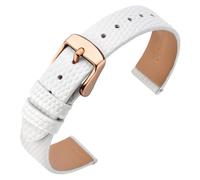 ANNEFIT Uhrenarmband 10mm Leder für Damen, Eidechsen-Prägung Ersatzarmband mit Edelstahl Roségold Schnalle (Weiß)