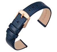 ANNEFIT Uhrenarmband 13mm Leder für Damen, Eidechsen-Prägung Ersatzarmband mit Edelstahl Roségold Schnalle (Blau)