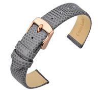 ANNEFIT Uhrenarmband 13mm Leder für Damen, Eidechsen-Prägung Ersatzarmband mit Edelstahl Roségold Schnalle (Grau)
