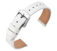 ANNEFIT Uhrenarmband 13mm Leder für Damen, Eidechsen-Prägung Ersatzarmband mit Edelstahl Silberne Schnalle (Weiß)
