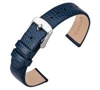 ANNEFIT Uhrenarmband 14mm Leder für Damen, Eidechsen-Prägung Ersatzarmband mit Edelstahl Silberne Schnalle (Blau)