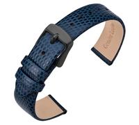 ANNEFIT Uhrenarmband 16mm Leder für Damen, Eidechsen-Prägung Ersatzarmband mit Edelstahl Schwarz Schnalle (Blau)