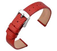 ANNEFIT Uhrenarmband 16mm Leder für Damen, Eidechsen-Prägung Ersatzarmband mit Edelstahl Silberne Schnalle (Rot)