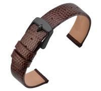 ANNEFIT Uhrenarmband 18mm Leder für Damen, Eidechsen-Prägung Ersatzarmband mit Edelstahl Schwarz Schnalle (Braun)
