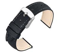 ANNEFIT Uhrenarmband 19mm für Herren Damen, Lederarmband Vintage, Schnellverschluss Ersatzarmband (Schwarz)