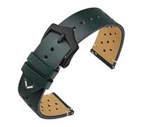 ANNEFIT Vintage Leder Uhrenarmband, Schnellverschluss Ersatzband 20mm mit Schwarz Schnalle für Herren Damen (Tiefe Kiefern)