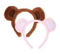 Anneome 2 Stück Plüsch Bärenohren Haarbänder für Damen Weiches Stirnband mit Cartoon Motiv Bequemes Haaraccessoire für Kosmetik Party und Fotoshooting