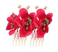 Anneome 2 Stück Teiliges Rotes Hibiskus Blumige Braut Haarkämme mit Künstlichen Rosen Vielseitige Boho Beach Clips Stabile Steckkämme für Braut Festival Frisuren