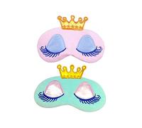 Anneome 2stücke Cartoon Krone Schlafmaske Mit Langem Plüsch Wimperndesign Superweich Leicht Verstellbares Kopfband Blau Rosa Für Mädchen Reise Yoga Und Erholsamen Schlaf