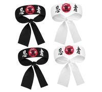 Anneome 4 Stück Japanische Stirnbänder mit Ninja Inspiriertem Aufdruck Vielseitig als Handgelenkband oder Halstuch Langlebiges Polyester für Karate Workout Herren