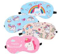 Anneome 4 Stück Teiliges Schlafmaske mit Niedlichem Einhorn motiv Leichte Atmungsaktive Augenbinde zum Schlafen und Reisen Praktische Blickschutzmaske in Dunkelblau Rosa Hellrosa und