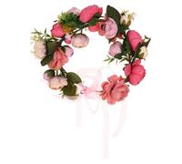 Anneome Boho Brautkranz Haarband mit Künstlichen Blumen Dekoratives Stirnband in Rosa für Hochzeit Fotoshooting und Festival