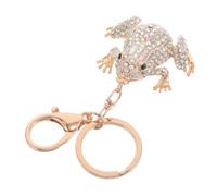 Anneome Strass Frosch Schlüsselanhänger Metall Anhänger Bling Glücksbringer Tasche Rucksack Charme Damen Herren Schmuck Accessoire Weiß