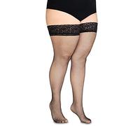 Annes styling Calze Rete Halterlose Netzstrümpfe aus Silikon mit Spitzenabschluss und hohen Rauten Nylonnetz, Nero TG-7/8