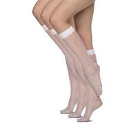 Annes styling Damen Netz-Kniestrümpfe - High Heels Halterlose Strümpfe für Damen, Strapsen Dessous Set mit Strümpfen, Elastisch & Atmungsaktiv, Zeitloses Design - Bianco - 3er-Pack