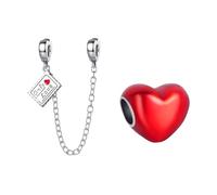 Annmors 925 Sterling Silber Bead Charms Europäische Armbänder Halskette Only Love Heart Safety Chain Perlen Zirkonia,Weihnachten,Valentinstag,Muttertag,Geschenkanhänger Frauen 3-Stück/Paket