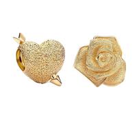 Annmors 925 Sterling Silber Bead Charms Europäische Armbänder und Halskette Gold Rose Flower Heart Perlen mit Zirkonia,Weihnachten,Valentinstag,Muttertag,Geschenkanhänger für Frauen und