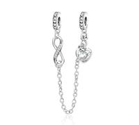 Annmors 925 Sterling Silber Bead Charms Europäische Armbänder und Halskette Infinity Love Heart Safety Chain Perlen mit Zirkonia,Weihnachten,Valentinstag,Muttertag,Geschenkanhänger Frauen und Mädchen