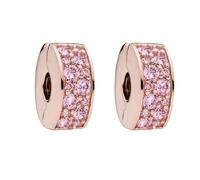 Annmors 925 Sterling Silber Bead Charms Europäische Armbänder und Halskette Light Pink Clip Stopper Perlen mit Zirkonia,Weihnachten,Valentinstag,Muttertag,Geschenkanhänger für Frauen und