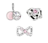 Annmors 925 Sterling Silber Bead Charms Europäische Armbänder und Halskette Love Forever Infinity Dangle Perlen mit Zirkonia,Weihnachten,Valentinstag,Muttertag,Geschenkanhänger für Frauen und Mädchen