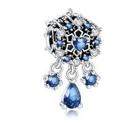 Annmors 925 Sterling Silber Bead Charms für Europäische Armbänder und Halskette Christmas Icy Snowflake Perlen mit 5A Zirkonia,Weihnachten,Valentinstag,Muttertag,Geschenkanhänger für Frauen