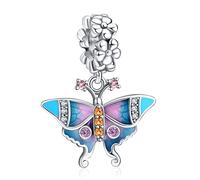 Annmors 925 Sterling Silber Bead Charms für Europäische Armbänder und Halskette Color Butterfly Perlen mit 5A Zirkonia, Weihnachten, Valentinstag, Muttertag, Geschenkanhänger für Frauen und Mädchen