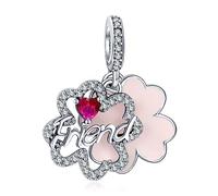 Annmors 925 Sterling Silber Bead Charms für Europäische Armbänder und Halskette Friends Flower Dangle Perlen mit Zirkonia,Weihnachten, Valentinstag, Muttertag,Geschenkanhänger für Frauen und