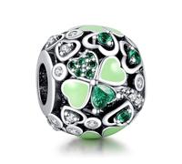 Annmors 925 Sterling Silber Bead Charms für Europäische Armbänder und Halskette Lucky Clover Perlen mit 5A Zirkonia,Weihnachten, Valentinstag, Muttertag, Geschenkanhänger für Frauen und
