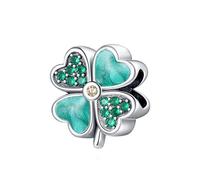 Annmors 925 Sterling Silber Bead Charms für Europäische Armbänder und Halskette Lucky Clover Perlen mit 5A Zirkonia, Weihnachten, Valentinstag, Muttertag, Geschenkanhänger für Frauen und