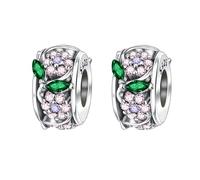 Annmors 925 Sterling Silber Bead Charms für Europäische Armbänder und Halskette Sparkle Flower Spacer Perlen mit 5A Zirkonia,Weihnachten,Valentinstag,Muttertag,Geschenkanhänger für Frauen und