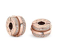 Annmors 925 Sterling Silber Bead Charms für Europäische Armbänder und Halskette Sparkling Row Clip Perlen mit 5A Zirkonia, Weihnachten, Valentinstag, Muttertag für Frauen und Mädchen packs of 2