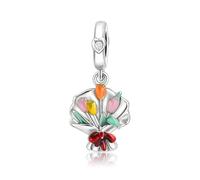 Annmors 925 Sterling Silber Bead Charms für Europäische Armbänder und Halskette Wise Flower Perlen mit 5A Zirkonia,Weihnachten,Valentinstag,Muttertag,Geschenkanhänger für Frauen und