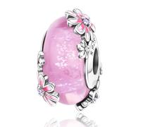 Annmors 925 Sterling Silber Spacer Charms Anhänger für Europäische Armbänder Halskette Flower Murano Glass Spacer mit 5A Zirkonia,Weihnachten,Muttertag,Geschenk anhänger für Frauen