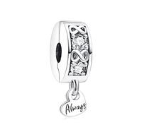 Annmors Charm Family Always Pavé Clip Charm Anhänger 925 Sterling Silber Pendant Bead with Cubic Zirconioa für Chamilia und europäische Armbänder und Halskette