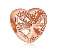 Annmors Charms Love Tree Herz Anhänger S925 Sterling Silber Sparkling Bead with Cubic Zirconioa für Europäische Armbänder und Halskette,Schmuck Geschenk für Damen Herren