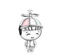 Annmors Charms Lovely Boys Anhänger S925 Sterling Silber Sparkling Bead für Europäische Armbänder und Halskette,Schmuck Geschenk für Damen Herren
