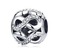 Annmors Charms Offen Gearbeitetes Unendliche Liebe Charme Anhänger S925 Sterling Silber Bead with Cubic Zirconioa für Chamilia europäische Armbänder und Halskette,Schmuck Geschenk für Damen Herren