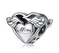 Annmors Engelsflügel und Mutter Herz Charms für Armband 925 Sterling Silber Anhänger mit Kubischem Zirkon