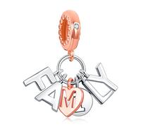 Annmors Familie Herz Charms-Anhänger 925 Sterling Silber Sparkling Charm Bead für europäische Armbänder und Halskette,Schmuck Geschenk für Damen Herren