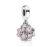 Annmors Four-leaf Clover Friendship Dangle Charm Armbänder 925 Sterling Silver Lucky Pendant für Armbänder und Halsketten, alles Gute zum Geburtstag Weihnachten Schmuck für Frauen Mädchen
