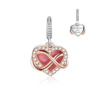 Annmors Funkelndes Unendlichkeits Familie Herz Charms für Armband 925 Sterling Silber Anhänger mit Kubischem Zirkon