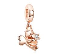 Annmors Heart Winged Angel Charms Feder Anhänger 925 Sterling Silber Sparkling Bead with Cubic Zirconioa für Chamilia und europäische Armbänder und Halskette