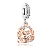 Annmors Love You Mom Infinity Charm Anhänger,925 Sterling Silber Lucky Sparkling Bead für europäische Armbänder und Halskette