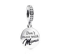 Annmors Mama Silber Charms Anhänger für Pandora Armband und Halskette, Don't Mess with Mama, Mum Mom Mutter Mother, für Muttertag Geburtstag Jahrestag Weihnachten, Damen， Geschenke