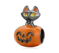 Annmors Pumpkin black cat Charms Anhänger für Europäische Armbänder 925 Sterlingsilber Birthday Halloween Christmas Charm Geschenke für Frauen und