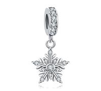 Annmors Schneeflocke Charm-Anhänger Sterling Silber mit Zirkonia Steinchen für Armbänder und Halsketten,zum Geburtstag Weihnachten Schmuck für Frauen